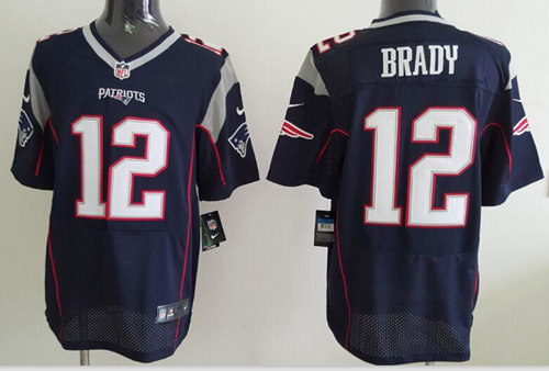 Men's New England Patriots #12 Tom Brady Logo Navy Blue Nike Elite Jersey