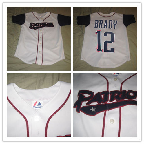 Men's New England Patriots #12 Tom Brady White Baseball Style Cool Base Sewn Jersey