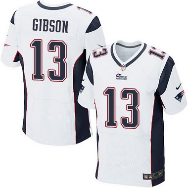 Men's New England Patriots #13 Brandon Gibson White Road NFL Nike Elite Jersey