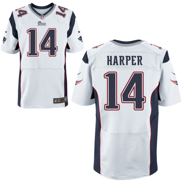 Men's New England Patriots #14 Chris Harper Away White NFL Nike Elite Jersey