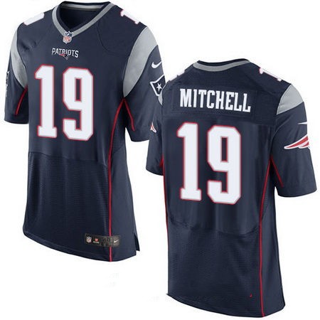 Men's New England Patriots #19 Malcolm Mitchell Navy Blue Team Color Stitched NFL Nike Elite Jersey