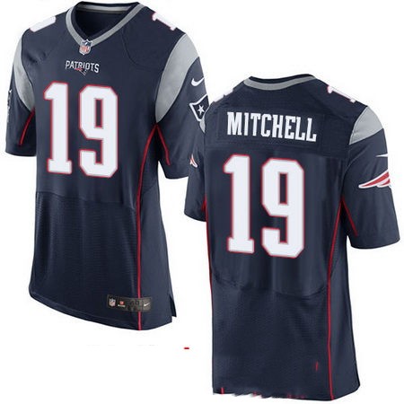 Men's New England Patriots #19 Malcolm Mitchell Navy Blue Team Color Stitched NFL Nike Elite Jersey