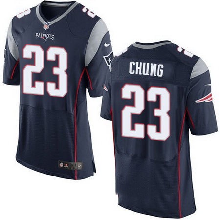 Men's New England Patriots #23 Patrick Chung Navy Blue Team Color Stitched NFL Nike Elite Jersey