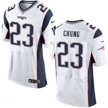 Men's New England Patriots #23 Patrick Chung White Road Stitched NFL Nike Elite Jersey