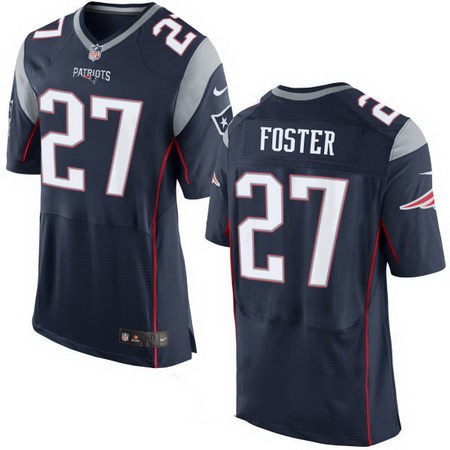 Men's New England Patriots #27 D. J. Foster Navy Blue Team Color Stitched NFL Nike Elite Jersey