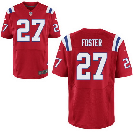 Men's New England Patriots #27 D. J. Foster Red Alternate Stitched NFL Nike Elite Jersey
