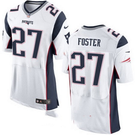 Men's New England Patriots #27 D. J. Foster White Road Stitched NFL Nike Elite Jersey