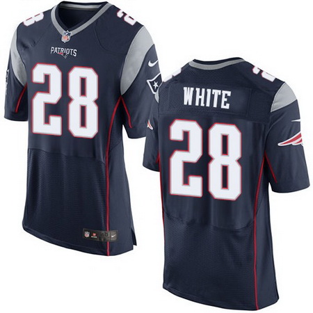 Men's New England Patriots #28 James White Navy Blue Team Color NFL Nike Elite Jersey