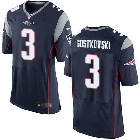 Men's New England Patriots #3 Stephen Gostkowski Navy Blue Team Color NFL Nike Elite Jersey
