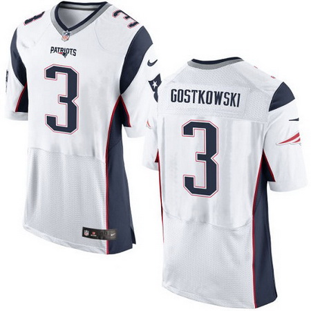Men's New England Patriots #3 Stephen Gostkowski White Road NFL Nike Elite Jersey