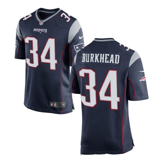 Men's New England Patriots #34 Rex Burkhead Navy Blue Team Color Nike Elite Jersey