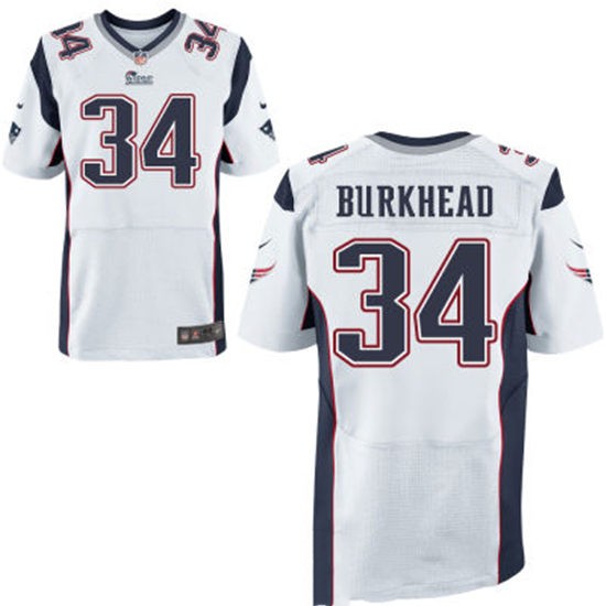 Men's New England Patriots #34 Rex Burkhead White Road Nike Elite Jersey