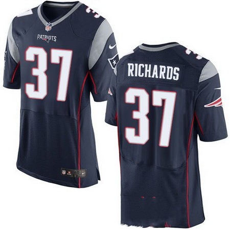 Men's New England Patriots #37 Jordan Richards Navy Blue Team Color Stitched NFL Nike Elite Jersey