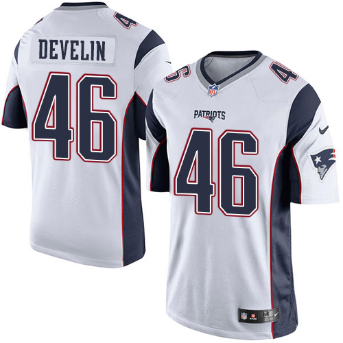 Men's New England Patriots #46 James Develin Nike Elite White Away Jersey