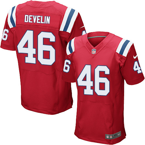 Men's New England Patriots #46 James Develin Nike Red Elite Jersey