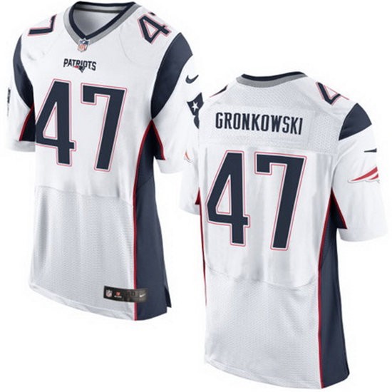 Men's New England Patriots #47 Glenn Gronkowski White Road Nike Elite Jersey