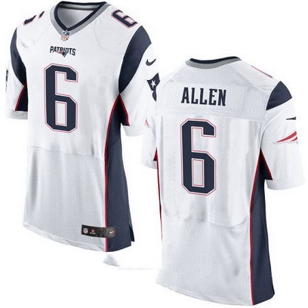 Men's New England Patriots #6 Ryan Allen White Road Stitched NFL Nike Elite Jersey