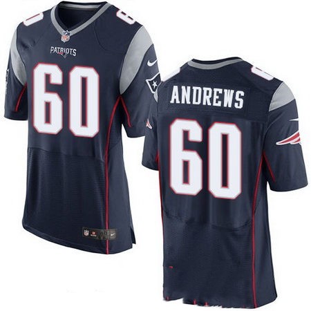 Men's New England Patriots #60 David Andrews Navy Blue Team Color Stitched NFL Nike Elite Jersey