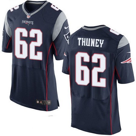 Men's New England Patriots #62 Joe Thuney Navy Blue Team Color Stitched NFL Nike Elite Jersey