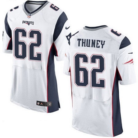 Men's New England Patriots #62 Joe Thuney White Road Stitched NFL Nike Elite Jersey