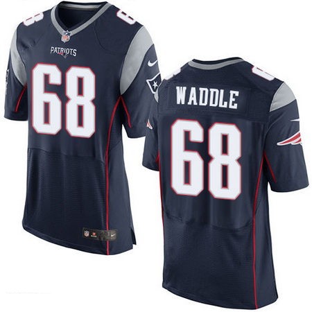 Men's New England Patriots #68 LaAdrian Waddle Navy Blue Team Color Stitched NFL Nike Elite Jersey