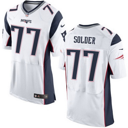 Men's New England Patriots #77 Nate Solder White Road NFL Nike Elite Jersey