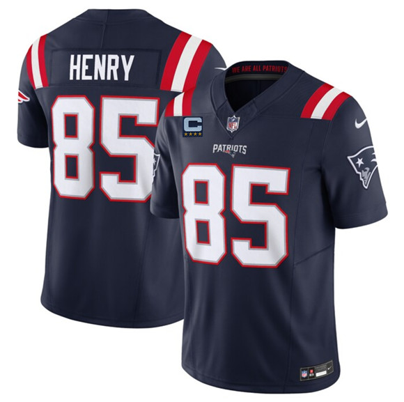 Men's New England Patriots #85 Hunter Henry Navy 2025 F.U.S.E. With 4-Star C Patch Vapor Limited Stitched Jersey
