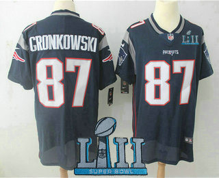 Men's New England Patriots #87 Rob Gronkowski Navy Blue 2018 Super Bowl Patch Vapor Untouchable Stitched NFL Nike Elite Jersey