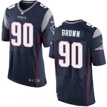 Men's New England Patriots #90 Malcom Brown Navy Blue Team Color Stitched NFL Nike Elite Jersey