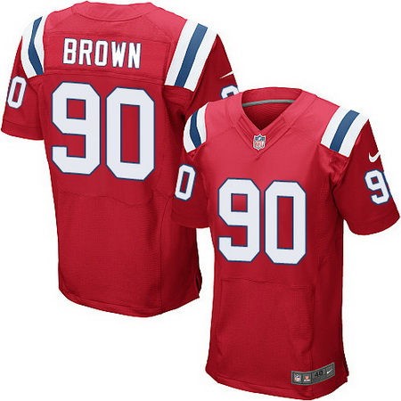 Men's New England Patriots #90 Malcom Brown Red Alternate Stitched NFL Nike Elite Jersey