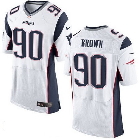 Men's New England Patriots #90 Malcom Brown White Road Stitched NFL Nike Elite Jersey