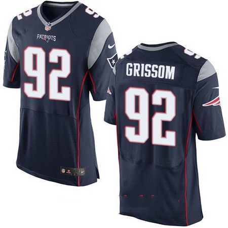 Men's New England Patriots #92 Geneo Grissom Navy Blue Team Color Stitched NFL Nike Elite Jersey