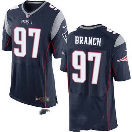 Men's New England Patriots #97 Alan Branch Navy Blue Team Color Stitched NFL Nike Elite Jersey