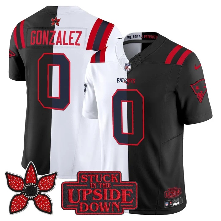 Men's New England Patriots 'Upside Down Edition' Vapor Limited Jersey - All Stitched Christian Gonzalez   0