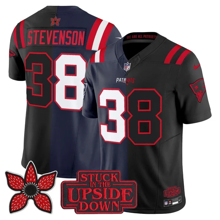 Men's New England Patriots 'Upside Down Edition' Vapor Limited Jersey - All Stitched Rhamondre Stevenson  38
