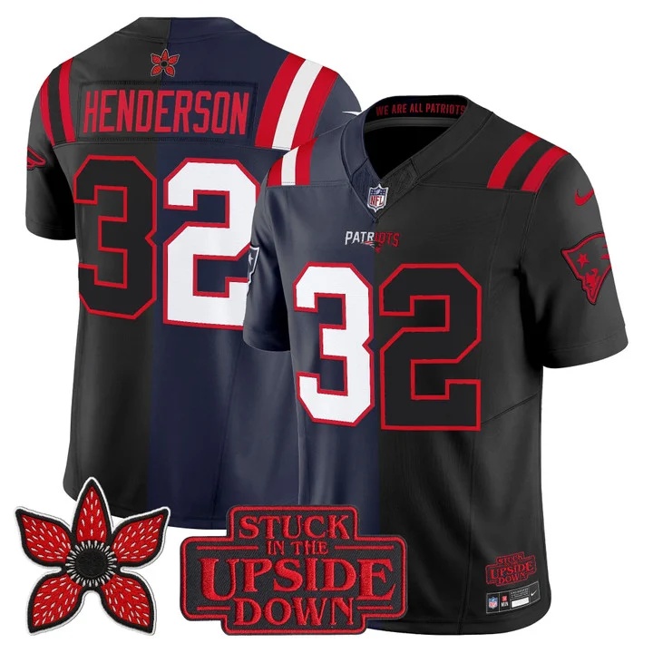 Men's New England Patriots 'Upside Down Edition' Vapor Limited Jersey - All Stitched TreVeyon Henderson  32