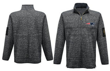 Men's New England Patriots Blank Antigua Charcoal Fortune Sweater Knit Microfleece Quarter-Zip Pullover Gray Jacket