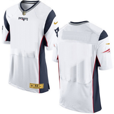 Men's New England Patriots Blank White With Gold Stitched NFL Nike Elite Jersey