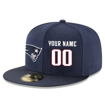 Men's New England Patriots Navy Color Snapback Custom Hat (Stitched any name&number)