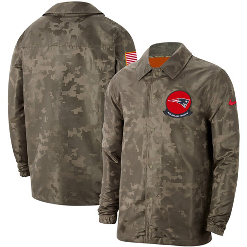 Men's New England Patriots Nike Camo 2019 Salute To Service Sideline Full Zip Lightweight Jacket