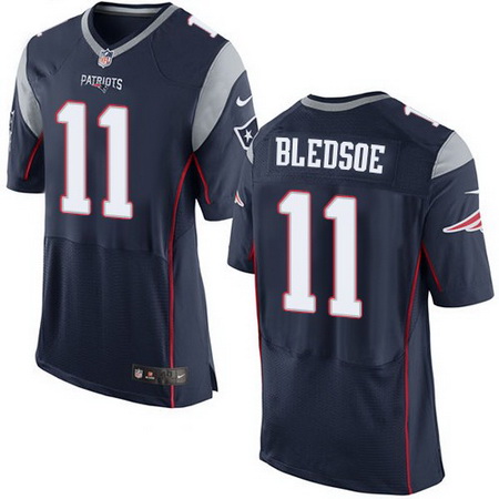 Men's New England Patriots Retired Player #11 Drew Bledsoe Navy Blue Nike Elite Jersey