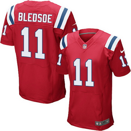 Men's New England Patriots Retired Player #11 Drew Bledsoe Red Nike Elite Jersey