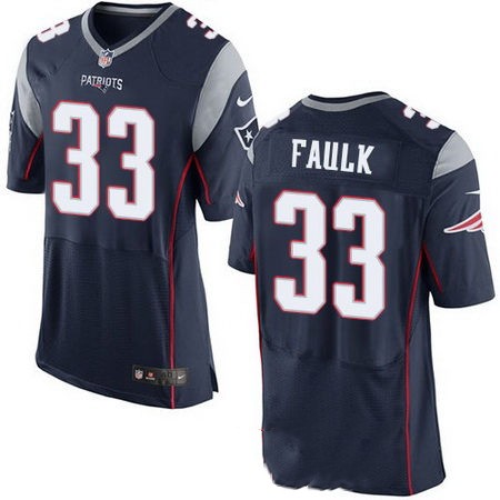 Men's New England Patriots Retired Player #33 Kevin Faulk Navy Blue Nike Elite Jersey