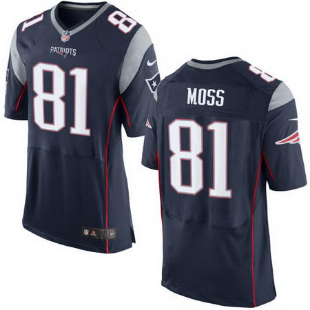 Men's New England Patriots Retired Player #81 Randy Moss Navy Blue Nike Elite Jersey