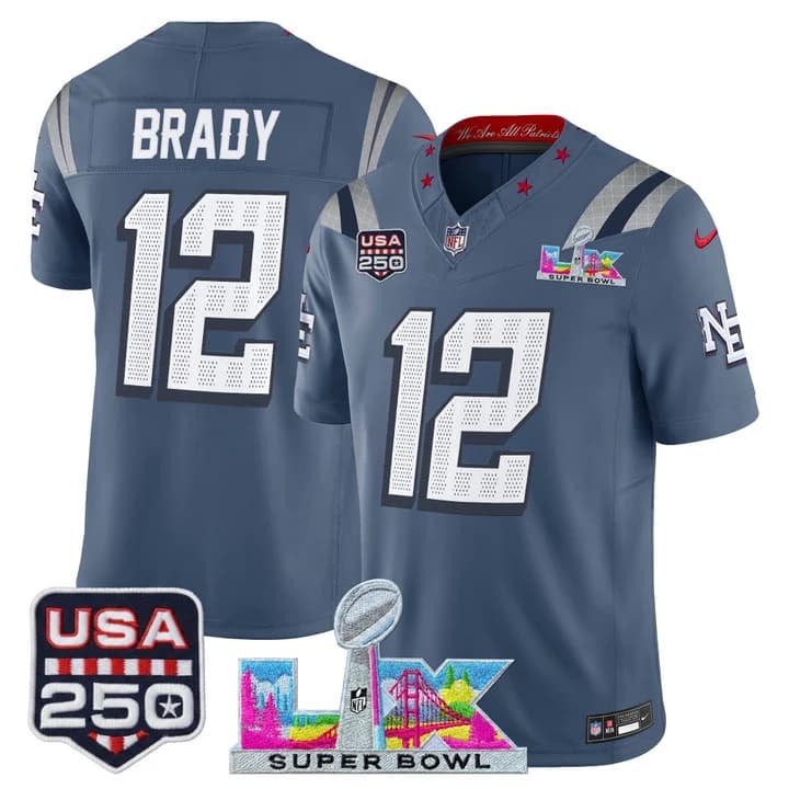 Men's New England Patriots Super Bowl LX & United States 250th Anniversary Patch Vapor Limited Jersey - All Tom Brady