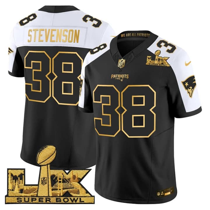 Men's New England Patriots Super Bowl LX Gold Vapor Limited Jersey - All Stitched Rhamondre Stevenson    38
