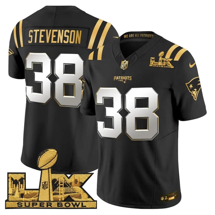 Men's New England Patriots Super Bowl LX Gold Vapor Limited Jersey - All Stitched Rhamondre Stevenson #38