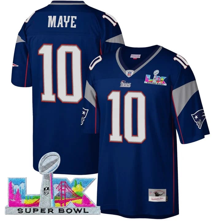 Men's New England Patriots Super Bowl LX Throwback Jersey - All Stitched Drake Maye