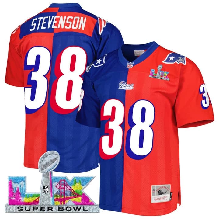 Men's New England Patriots Super Bowl LX Throwback Jersey - All Stitched Rhamondre Stevenson      38