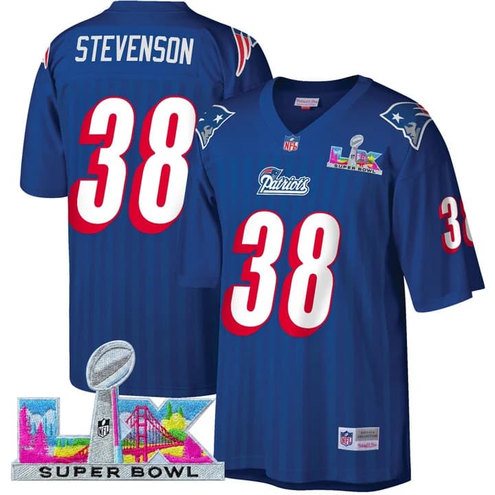 Men's New England Patriots Super Bowl LX Throwback Jersey - All Stitched Rhamondre Stevenson    38